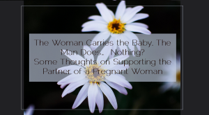 Sahar's Blog 2016 05 20 The Woman Carries the Baby, The Man Does… Nothing Some Thoughts on Supporting the Partner of a Pregnant Woman